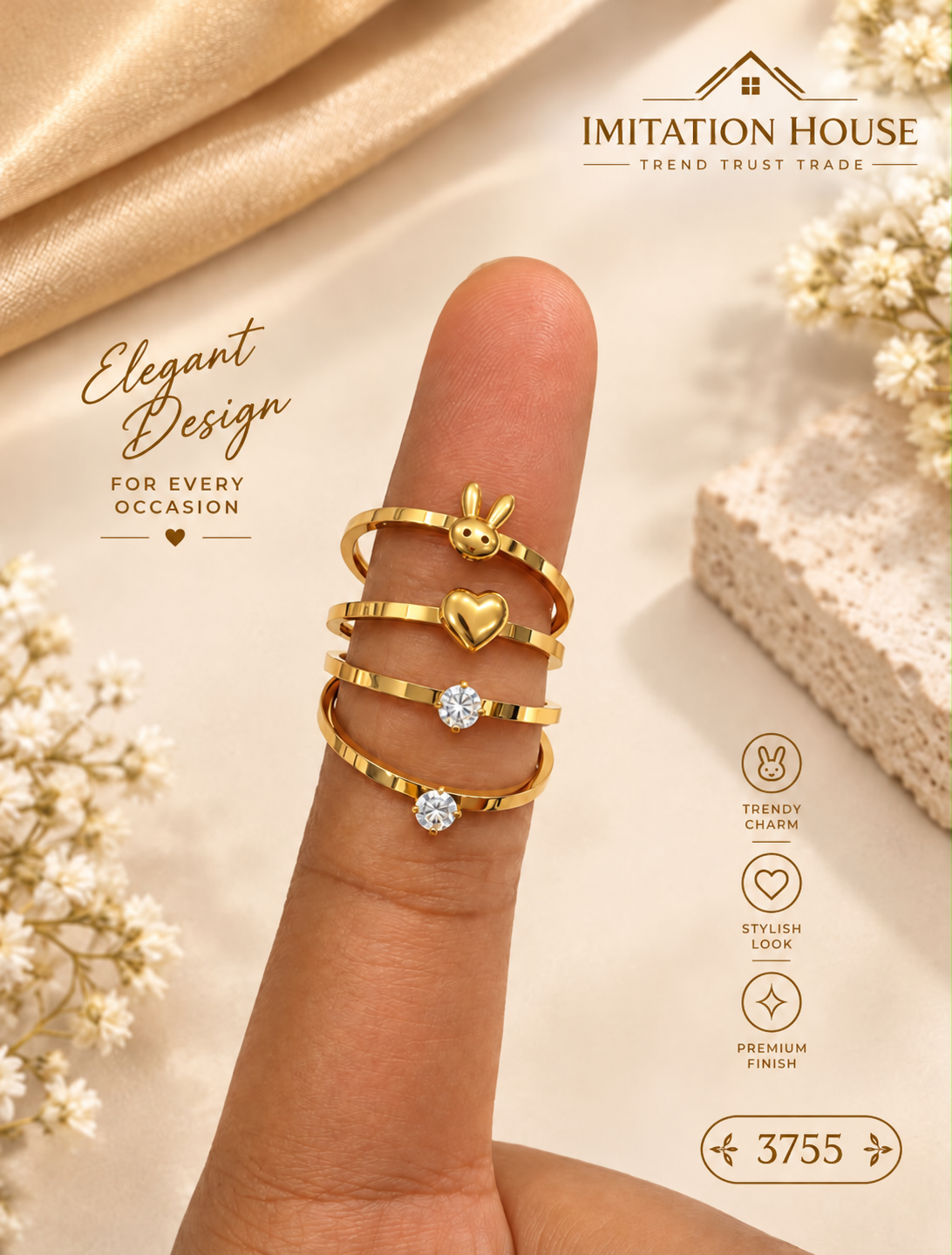 Anti-Tarnish Ring Combo – 12 Pieces, Sizes 6, 7 & 8