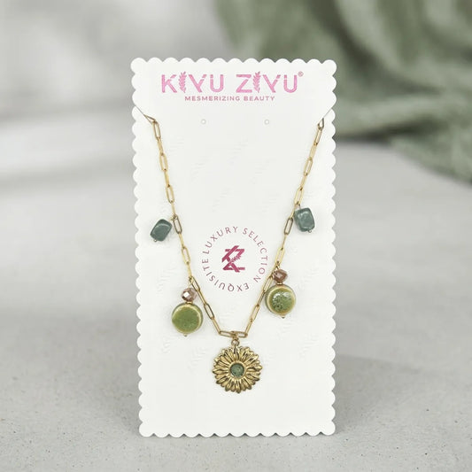 Green Floral Charm Necklace