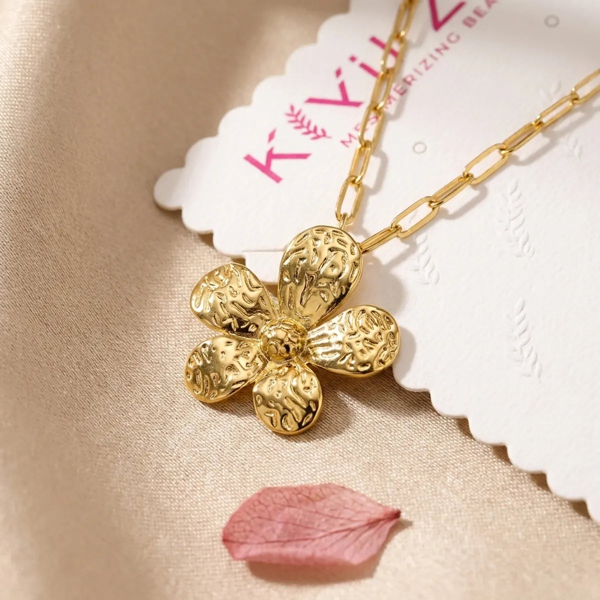 Golden Floral Pendant Necklace