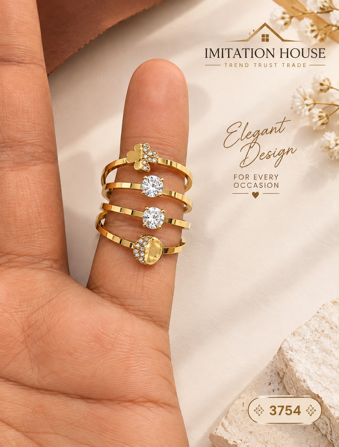 Anti-Tarnish Ring Combo – 12 Pieces, Sizes 6, 7 & 8
