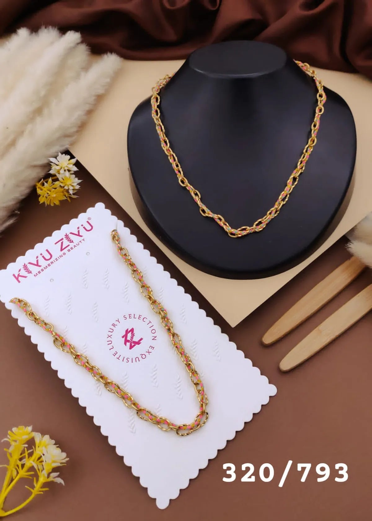 Gold Alloy Twisted Rope Chain Necklace