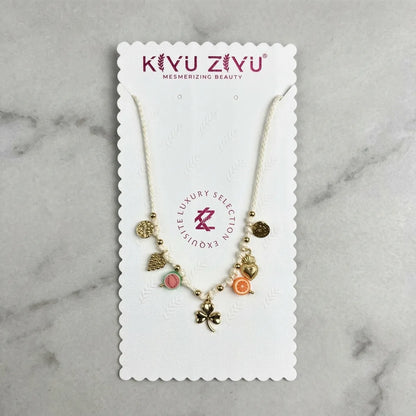 Gold Alloy Multicolor Beaded Charm Necklace