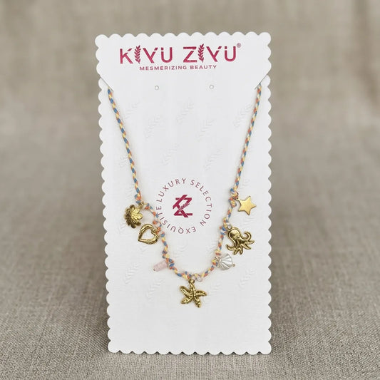 Multicolor Alloy Ocean Charm Beaded Necklace
