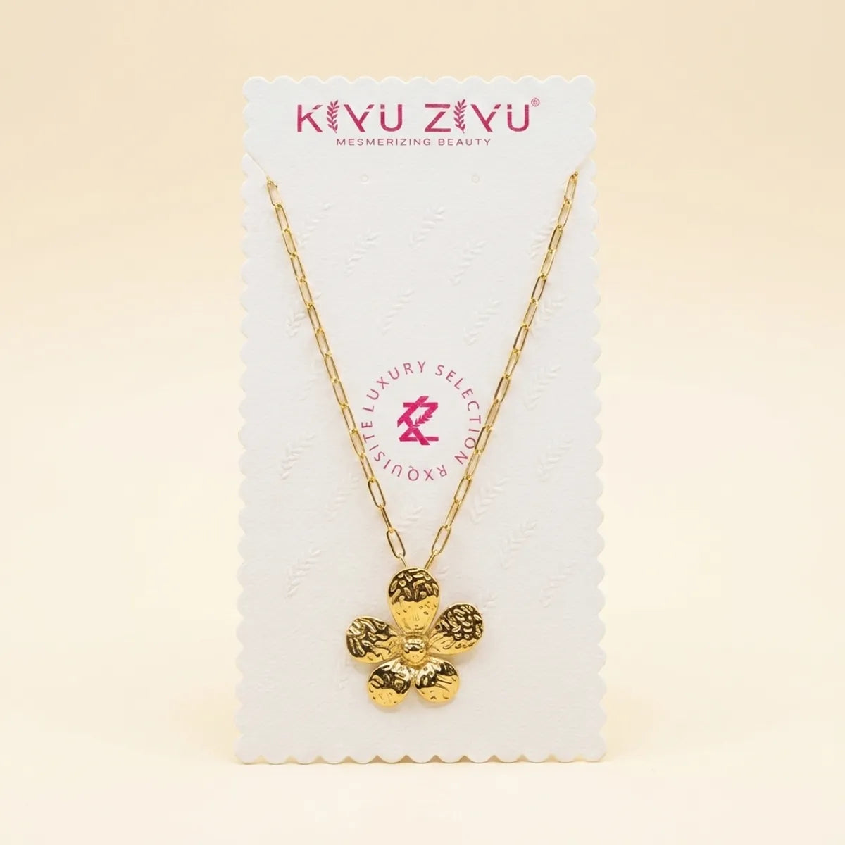 Golden Floral Pendant Necklace