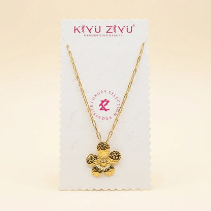 Golden Floral Pendant Necklace