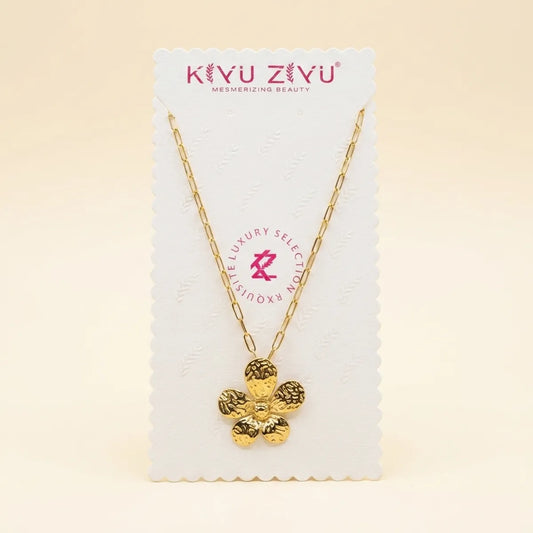 Golden Floral Pendant Necklace