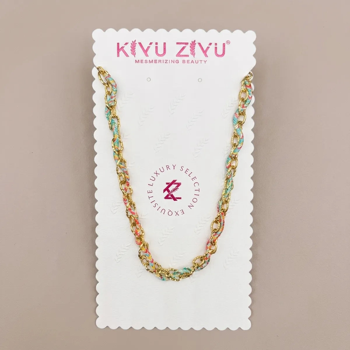 Multicolor Alloy Braided Pastel Bead Chain Necklace