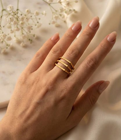 Kiyu Ziyu Ring Anti-Tarnish Stainless Steel Pack Of 3 Rings