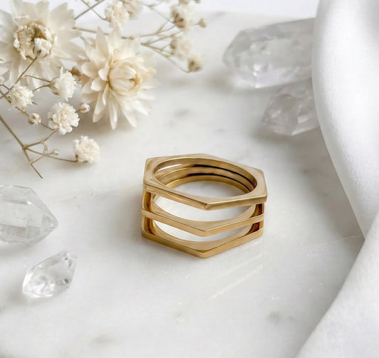 Kiyu Ziyu Ring Anti-Tarnish Stainless Steel Pack Of 3 Rings