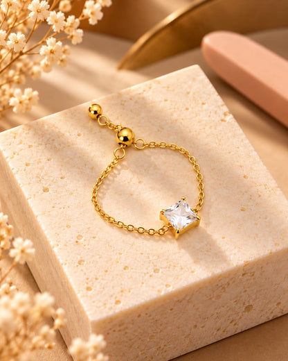 Kiyu Ziyu Ring Anti Tarnish Adjustable Chain Ring