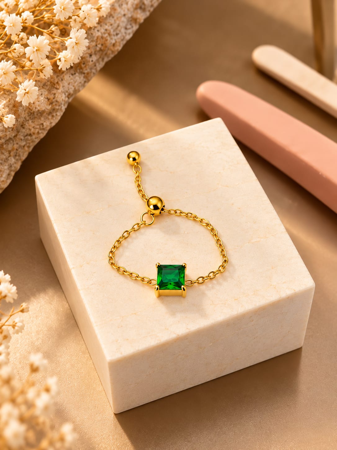 Kiyu Ziyu Ring Anti Tarnish Adjustable Chain Ring