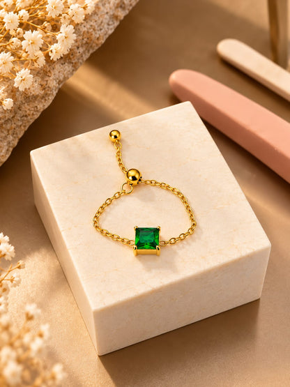Kiyu Ziyu Ring Anti Tarnish Adjustable Chain Ring