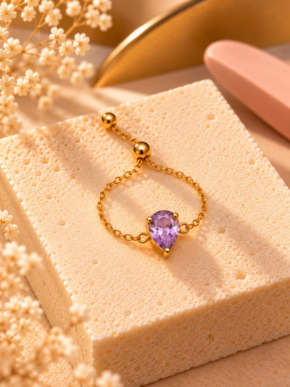 Kiyu Ziyu Ring Anti Tarnish Adjustable Chain Ring