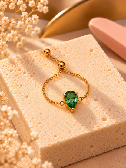 Kiyu Ziyu Ring Anti Tarnish Adjustable Chain Ring